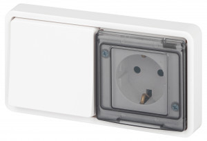 ЭРА Эксперт блок СУ (роз. 1 мест. 16A + 1 кл. выкл. 10А) белый (земля, крышка) IP55 11-7521-01 63261