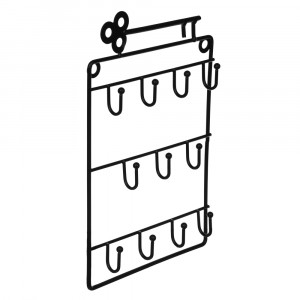 Ключница открытого типа на 11 крючков, 24x16 см, железо, цвет черный