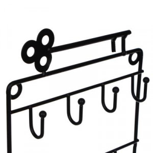 Ключница открытого типа на 11 крючков, 24x16 см, железо, цвет черный