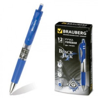 Ручка гел. автомат. BRAUBERG "Black Jack", трехгранная, узел 0,7мм, линия 0,5мм, синяя 141551