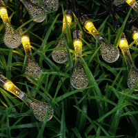 INBLOOM Гирлянда на солн.батарее Капля, 25LED, 7м, шампань, 2 реж, ПВХ зел, 2V80mA, 1.2V600mAh