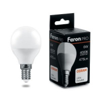 Feron.PRO шар G45 E14 7.5W(650lm) 4000K 4K матовый  81x48 OSRAM LED LB-1407 38072