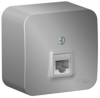 Systeme Electric BLANCA роз. телеф. ОУ 1 мест. алюм. (пл.осн., RJ11, изол.пл.) BLNIA011003 (2!)