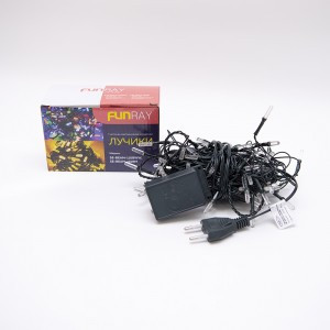 Гирлянда-нить "Лучики" SE-BEAM-110BWW 100LED, т.белый, 10м, провод зелёный Funray