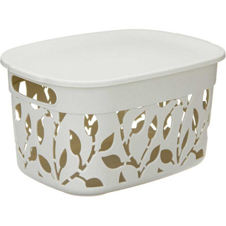 Коробка Флора 5,5 л с крышкой Белый Ротанг М2362