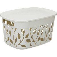 Коробка Флора 5,5 л с крышкой Белый Ротанг М2362