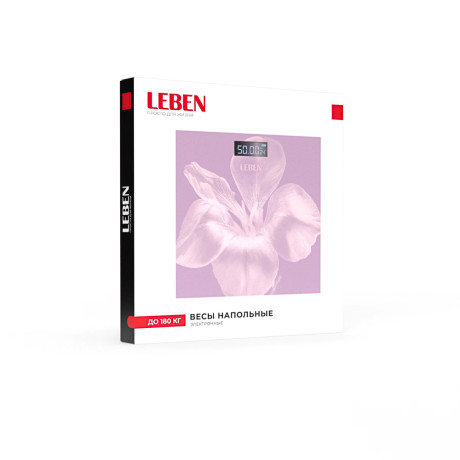 Весы напольные электронные "Ботаника" тм LEBEN, ЖК-дисплей, макс. нагр.до 180кг, 28х28см