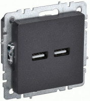 IEK BRITE мех. роз. СУ USB A+A 3,1А РЮ10-1-БрЧ черн. BR-U21-D31-K02
