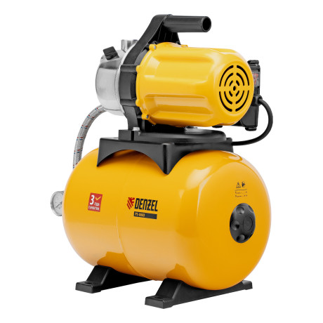 Насосная станция PS800X, 800 Вт, 3200 л/ч, ресивер 24 л, подъем 38 м, нержавейка Denzel