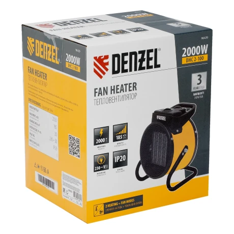 Тепловая пушка, керамический нагреватель (тепловентилятор) DHC 2-100, 230 В, 0.025/1/2 кВт Denzel