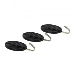 Крючки самоклеящиеся 3 шт/уп 7*3см, пластик, черный 17619 MARMITON