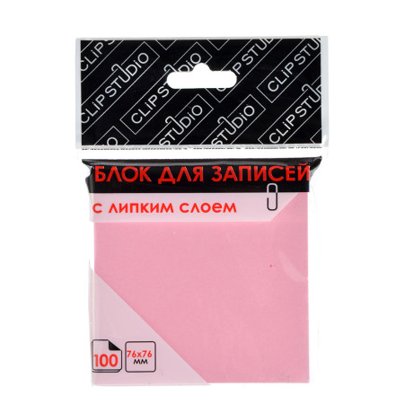 Блок с клеевым краем бумажный ClipStudio 76x76мм, 100 листов, 4 цвета