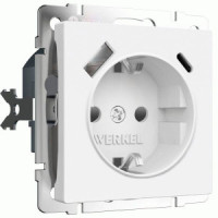 Werkel мех. роз. СУ 1 мест. 16A земля шторки USB A+C (белый матовый) W1171761