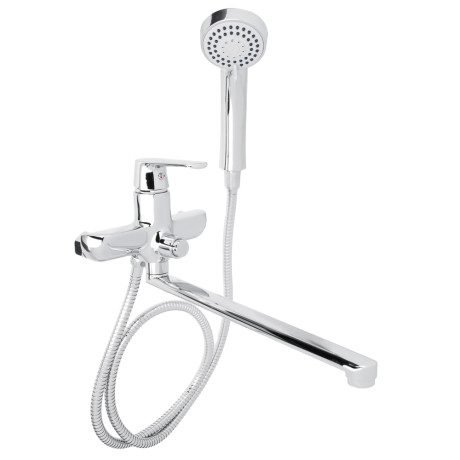 RAIN Смеситель для ванны Гранат, прямой излив 35см, душ. набор, картридж 35мм, латунь, хром