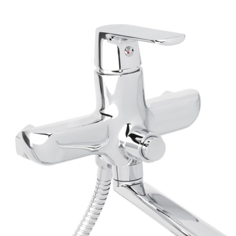 RAIN Смеситель для ванны Гранат, прямой излив 35см, душ. набор, картридж 35мм, латунь, хром