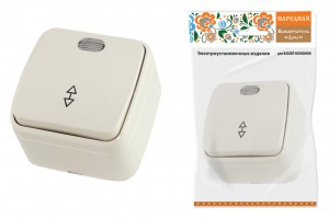 TDM Дача Народная Переключатель на 2 напр. ОУ 1 кл. инд.  10А сл.кость (10!) SQ1824-0019