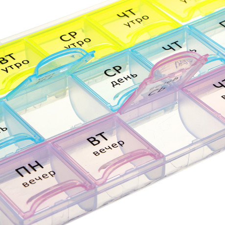 VETTA Бокс для таблеток, 21 отсек, пластик, 21,4х10,5см