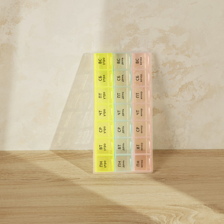 VETTA Бокс для таблеток, 21 отсек, пластик, 21,4х10,5см