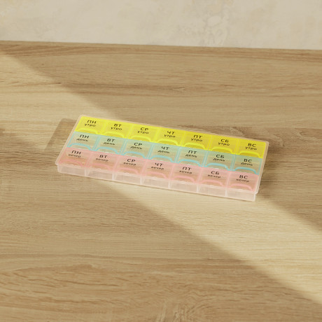 VETTA Бокс для таблеток, 21 отсек, пластик, 21,4х10,5см