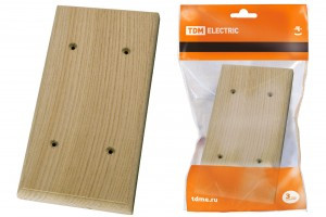 TDM Накладка на бревно под роз./выкл. ОУ деревянная  НБУ 1Пх2 95х195 мм, под покраску (6!) SQ1821-04