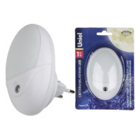 Uniel DTL-317 ночник 1W Овал, 220V, фотосенсор, пластик, белый, BL