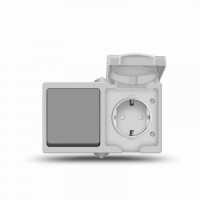 UNIVersal Аллегро блок горизонт. (1 роз.+1 кл. выкл.) ОУ сер. (земля, шт., крыш., IP54) 1273