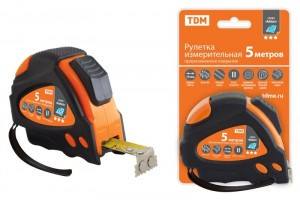 TDM Алмаз Рулетка 5 м х 19 мм, тройная фиксация, автостоп, обрезиненный корпус, магнит SQ1018-0110