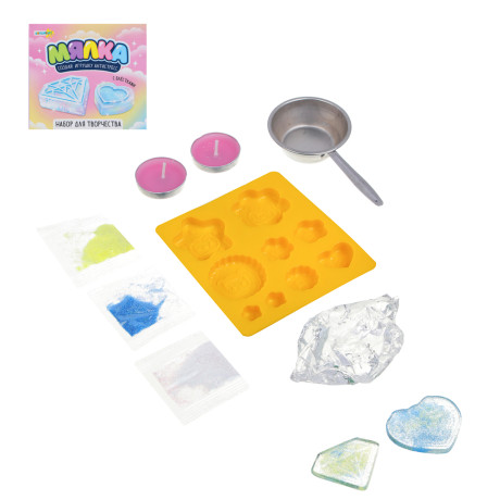 ХОББИХИТ Набор для творчества "Мялка", металл, блестки, парафин, силикон, 10х9х8 см, 2 дизайна