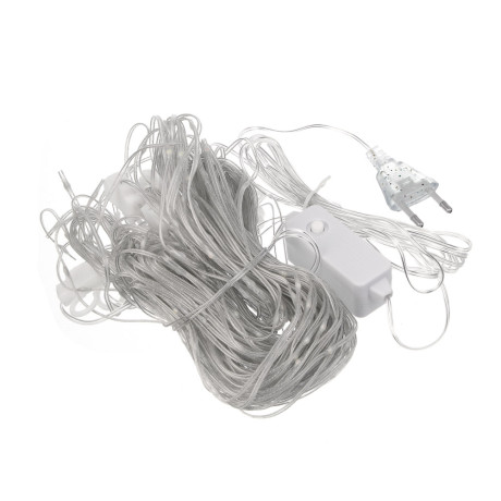 СНОУ БУМ Гирлянда эл. занавес нить росы 300 LED, 3х3м, 10 нитей, шампань-мульти, 8 реж,ПВХ проз,220В