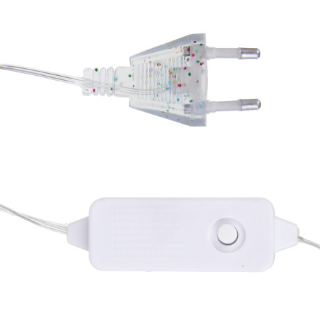 СНОУ БУМ Гирлянда эл. занавес нить росы 300 LED, 3х3м, 10 нитей, шампань-мульти, 8 реж,ПВХ проз,220В
