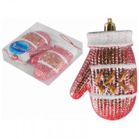 Набор елочных украшений &quot;Варежки&quot; (2шт) цвет красный Волшебная страна
