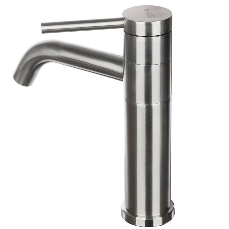 СоюзКран Смеситель для раковины, высокий поворотный, керам. картридж 35мм, нерж. сталь, SS02-M132