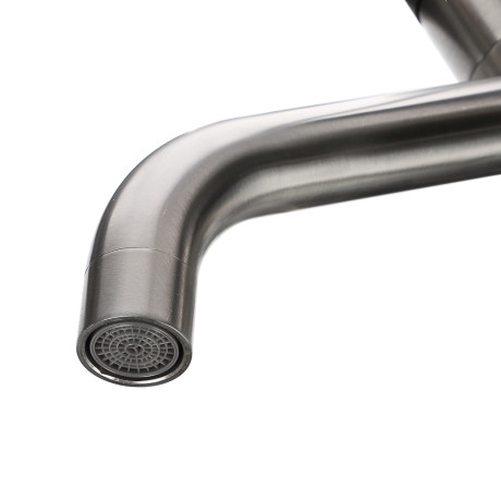 СоюзКран Смеситель для раковины, высокий поворотный, керам. картридж 35мм, нерж. сталь, SS02-M132