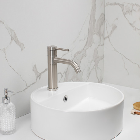 СоюзКран Смеситель для раковины, высокий поворотный, керам. картридж 35мм, нерж. сталь, SS02-M132