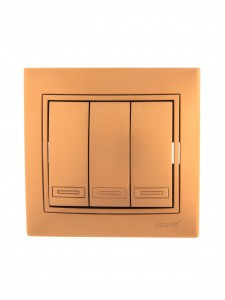 Lezard Мира выкл. СУ 3 кл. 10А металлик золото (корпус PC) 701-1313-109