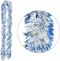 Мишура SYMTA-1623106 ПЭТ, 2м 6 слоев, серебряный с синей окантовкой Волшебная страна