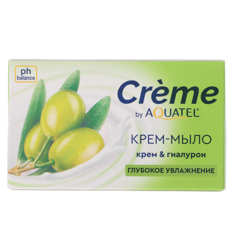 Крем-мыло твердое Crème by AQUATEL Олива/гиалурон и масло ши, 90гр