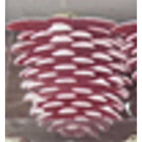 Шар 9DC5-H32B-1 5шт 9см "Шишка" красная с белой каймой (288)