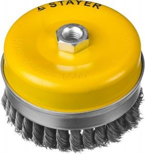 STAYER "PROFESSIONAL". Щетка чашечная усилен д/УШМ, жгутирован сталь проволока 0,5мм, 120ммхМ14