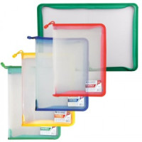 Папка на молнии пластиковая BRAUBERG &quot;Диагональ&quot;, А4, 325х230 мм, прозрачная, молния ассорти, 224052