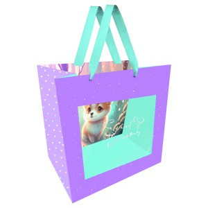 Пакет подарочный 23*18*10см MESHU "Cutie", отд. фольгой, с окошком 354643