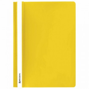 Скоросшиватель пластиковый BRAUBERG, А4, 130/180 мкм, желтый, 228671