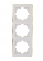 Lezard RAIN рамка 3 мест. верт. бел. с бок. вст. золото (PC) 703-0226-153