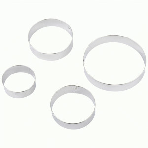 Форма д/выпечки нерж.сталь круг набор 4шт, d=4/4,8/5,6/7,2см, h=1,3см TORTA 108357 Mallony