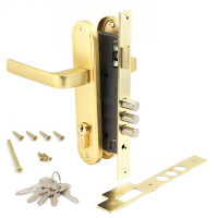 Замок врез 1526G Apecs (золото) с ручками (3 ригеля)  \12