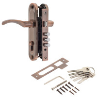 Замок врез 1023/60-АС AVERS (медь) с ручками (3 ригеля)  \20