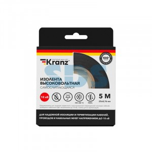 KRANZ Изолента высоковольтная KRANZ самослипающаяся, до 10кВ, 0.76х25 мм, 5 м KR-09-2510