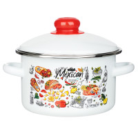 Мексика Кастрюля цилиндрическая эмалированная 2л