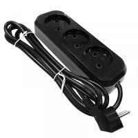 UNIVersal сет. удлинитель ПВС 2х0.75 3роз. 2м 10А черный  (корпус ABS) E-203 2113