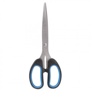 Ножницы BRAUBERG "Classic+", 185 мм, классической формы, рез. вставки, черно-синие, 236448